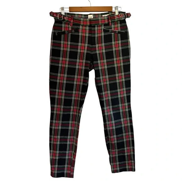 GAP Skinny Ankle Tartan Plaid Career Casual pants Women’s SZ 10 Tall Red Black - Picture 2 of 9